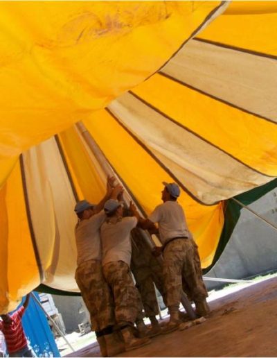 Raising the tent
